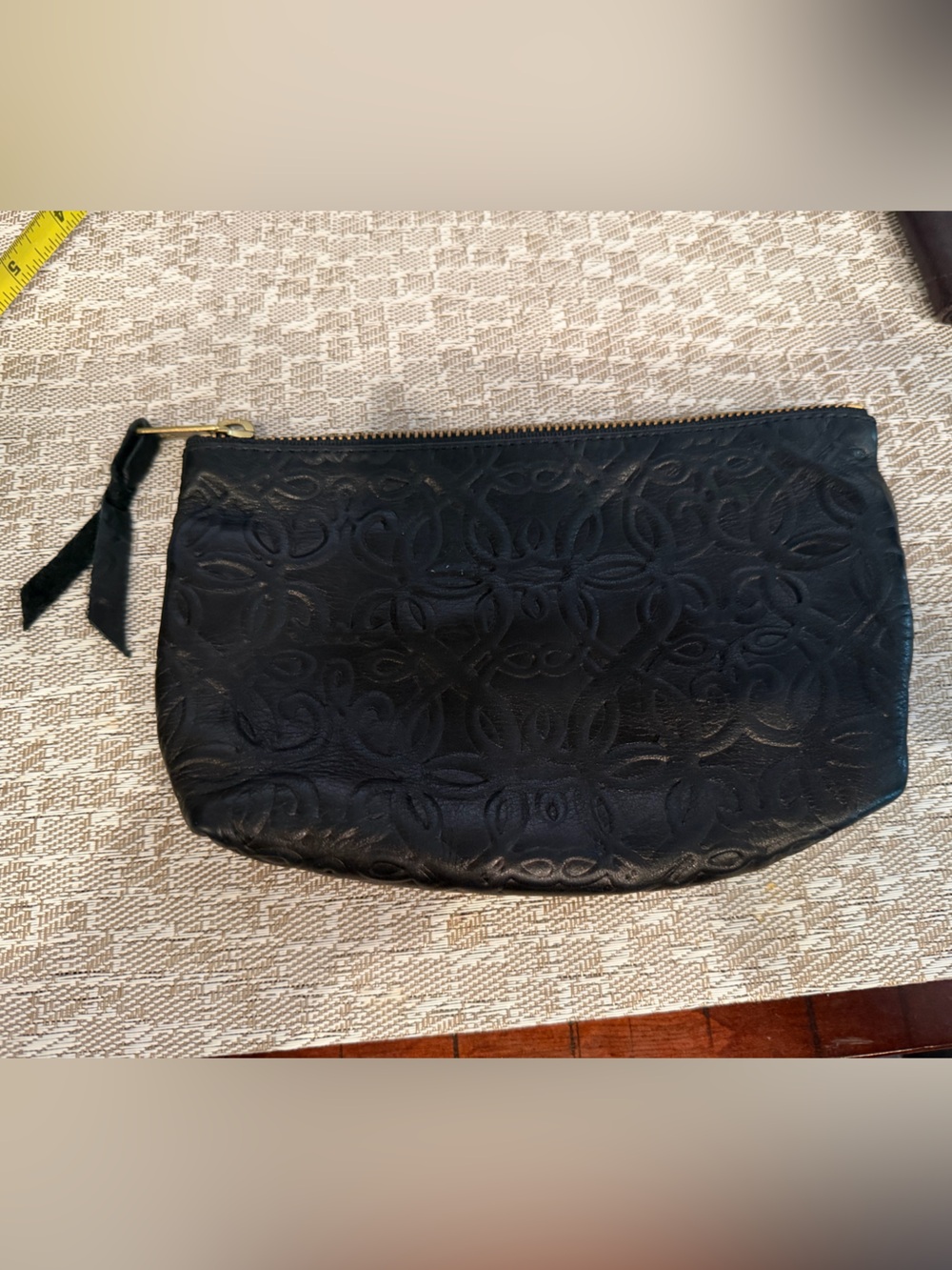 Alex and Ani embossed leather zippered pouch
